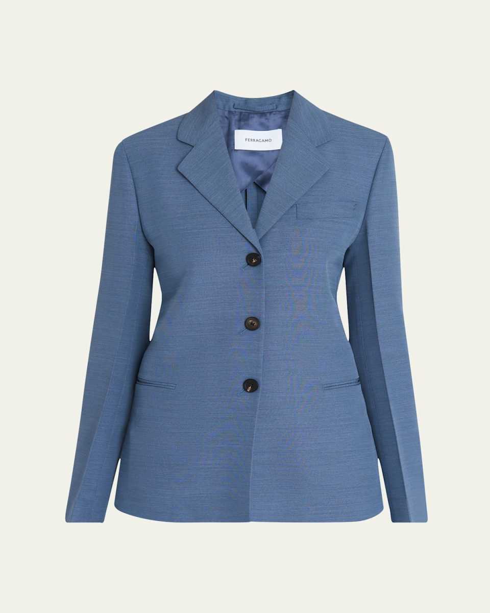 3-Button Wool Faille Jacket